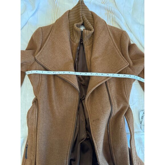 CALVIN KLEIN Wool Blend Belted Wrap Coat Women's Dark Camel Brown - Picture 5 of 11